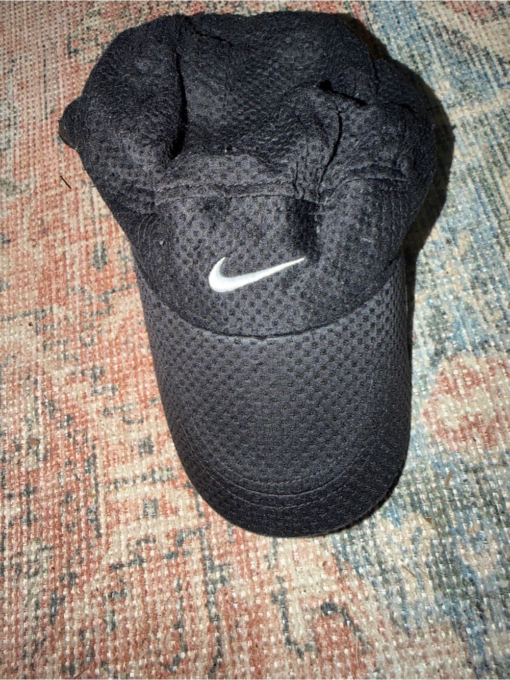 Nike Rare Vintage Y2K 2000's Nike Tailwind 7 Panel Mesh Strapback Hat Black
